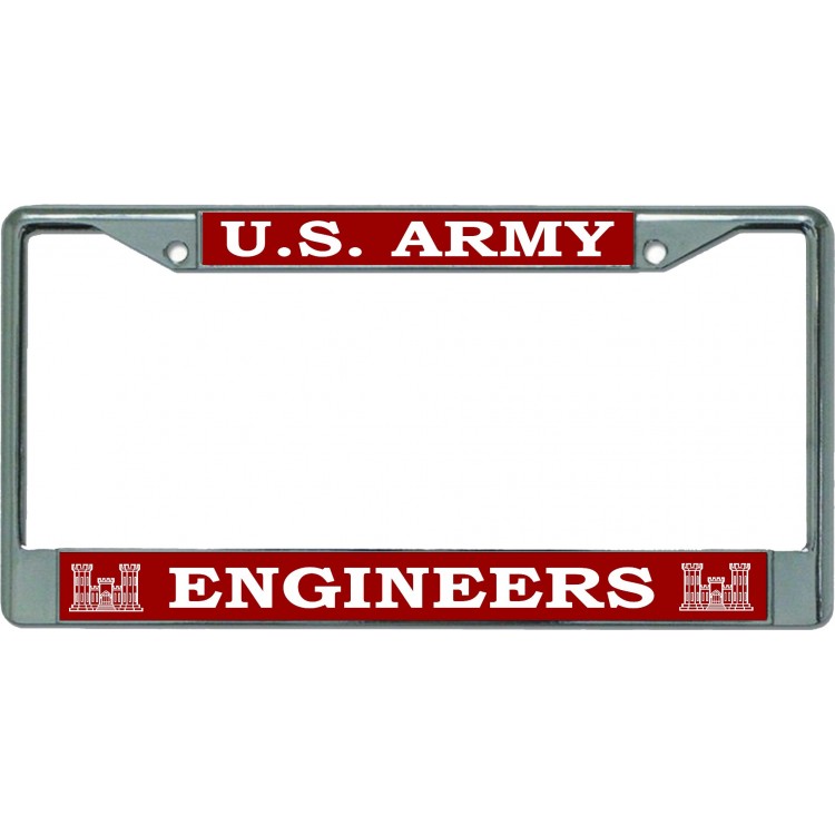 LPO5028 6 x 12 in. U.S. Army Engineers Chrome License Plate Frame