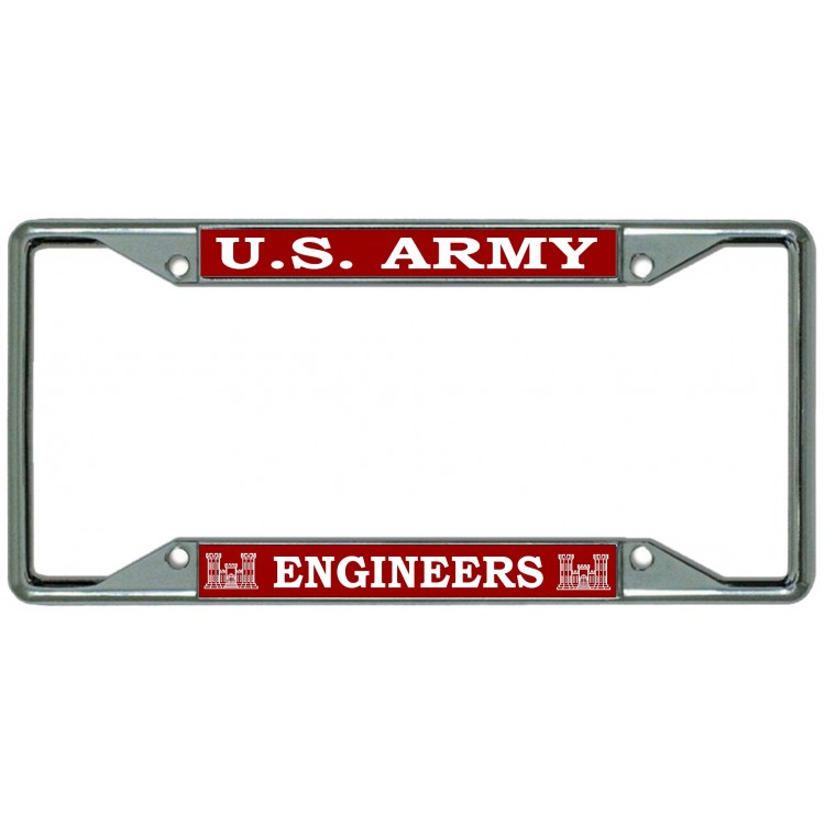 LPO5029ES 6 x 12 in. U.S. Army Engineers Every State Chrome License Plate Frame