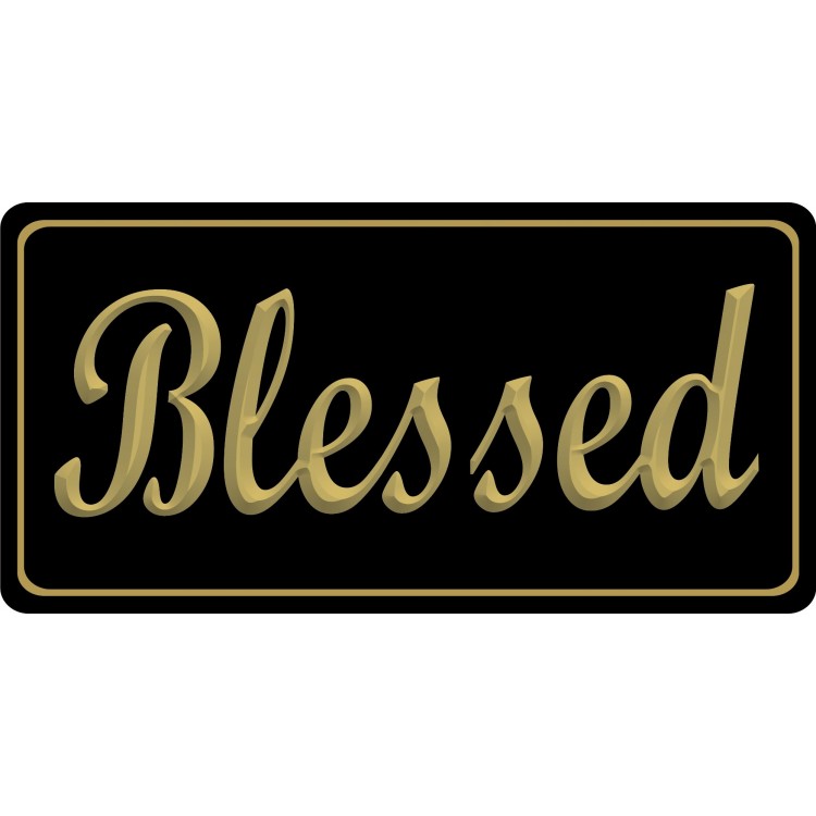 6 x 12 in. Blessed Gold on Black Photo License Plate