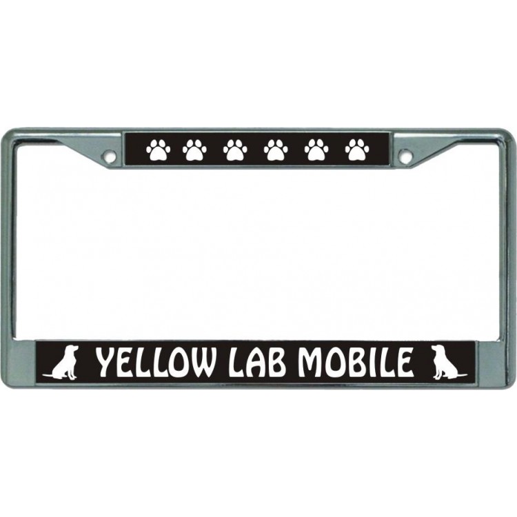 LPO5945 6 x 12 in. Yellow Lab Mobile Chrome License Plate Frame