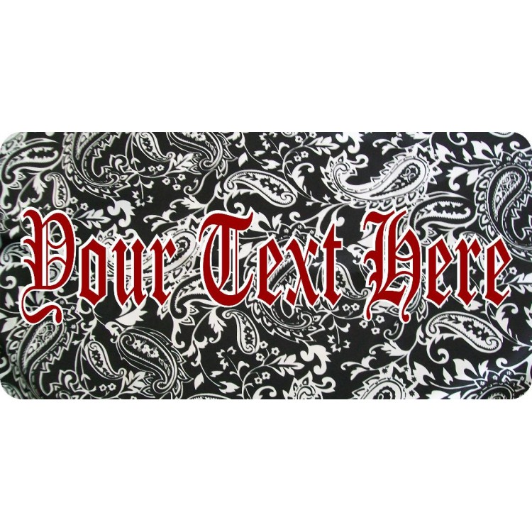 LPO5145 Paisley Print Black Photo License Plate
