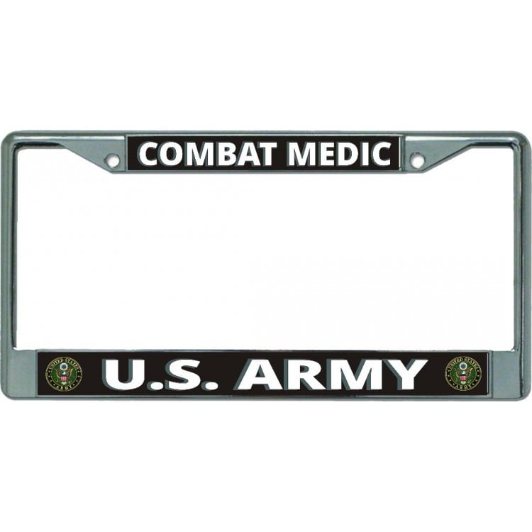 6 x 12 in. U.S. Army Combat Medic Chrome License Plate Frame