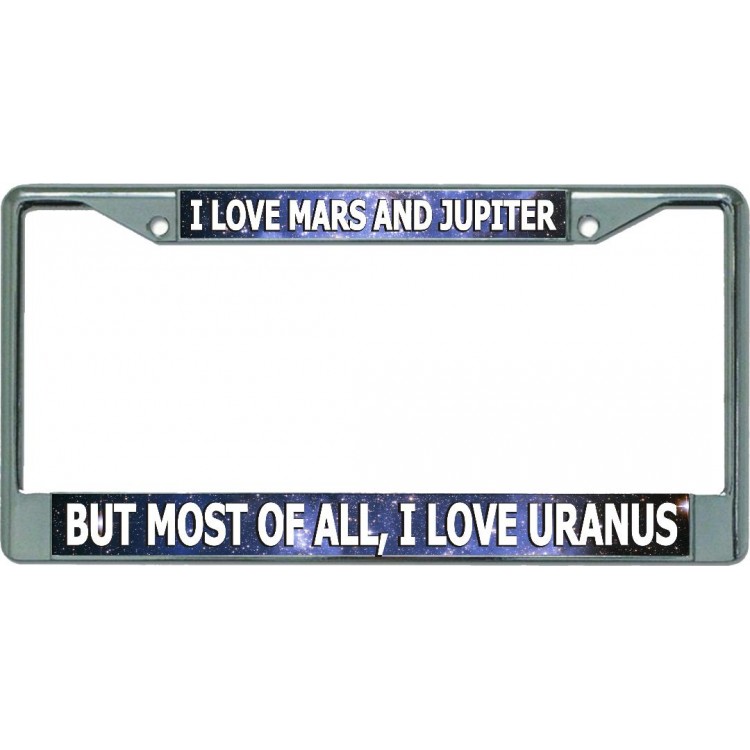 LPO5170 6 x 12 in. I Love Mars & Jupiter Chrome License Plate Frame