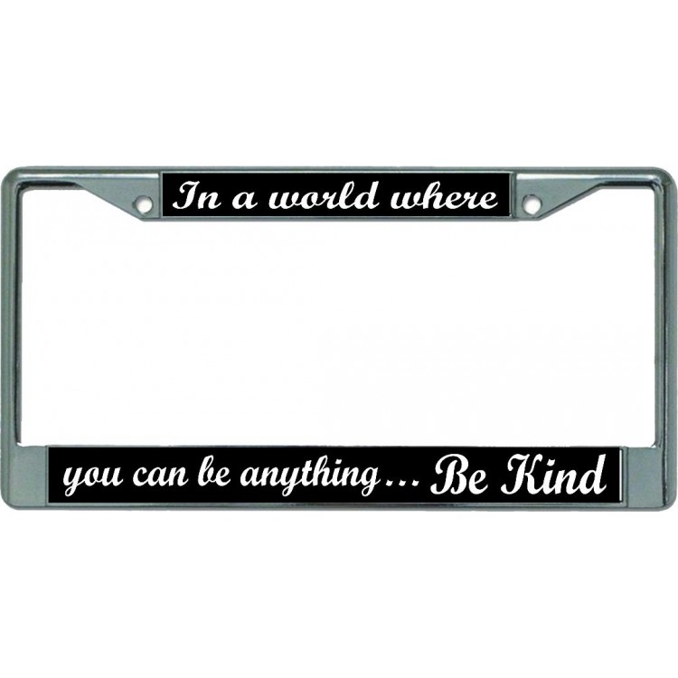 LPO5171 6 x 12 in. In a World Where Be Kind Chrome License Plate Frame