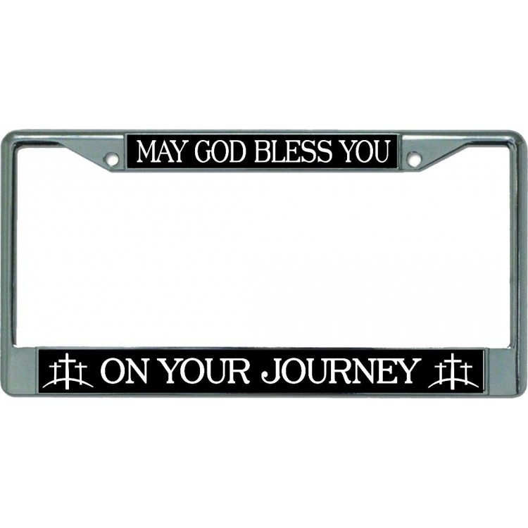 LPO5172 6 x 12 in. May God Bless You Chrome License Plate Frame