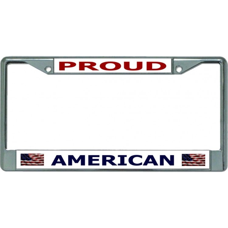 LPO5959 6 x 12 in. Proud American Chrome License Plate Frame