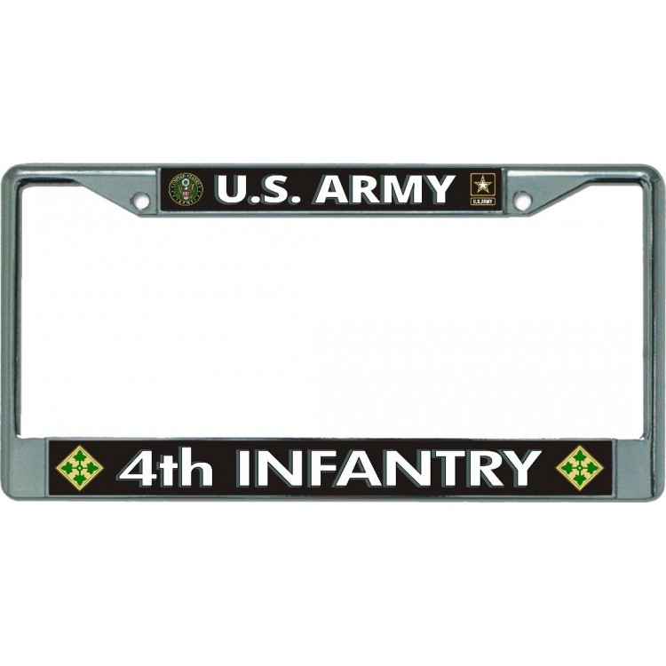 LPO5268 6 x 12 in. U.S. Army 4th Infantry No.2 Chrome License Plate Frame