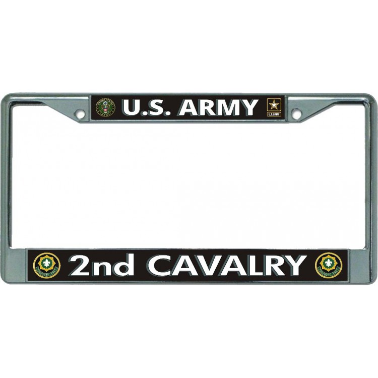 LPO5272 6 x 12 in. U.S. Army 2nd Cavalry Chrome License Plate Frame
