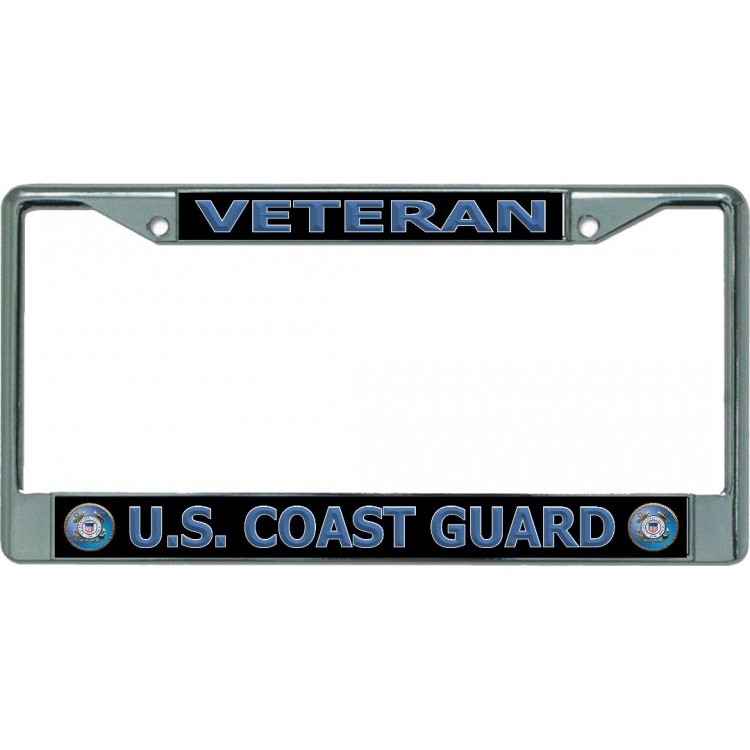LPO5274 6 x 12 in. U.S. Coast Guard Veteran Chrome License Plate Frame
