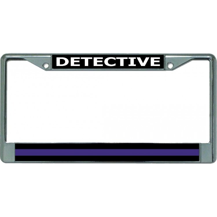 LPO5277 6 x 12 in. Thin Blue Line Detective Chrome License Plate Frame