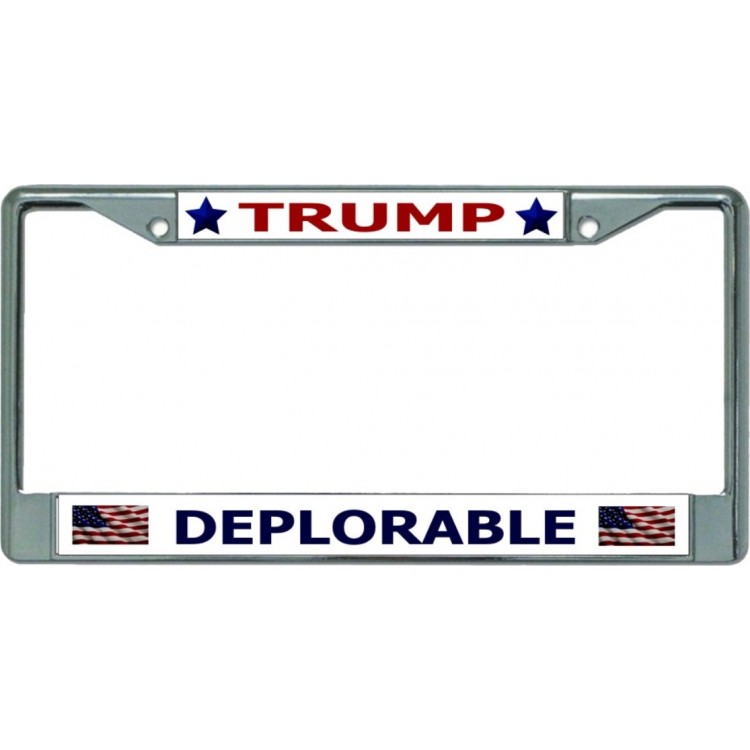 6 x 12 in. Trump Deplorable Chrome License Plate Frame
