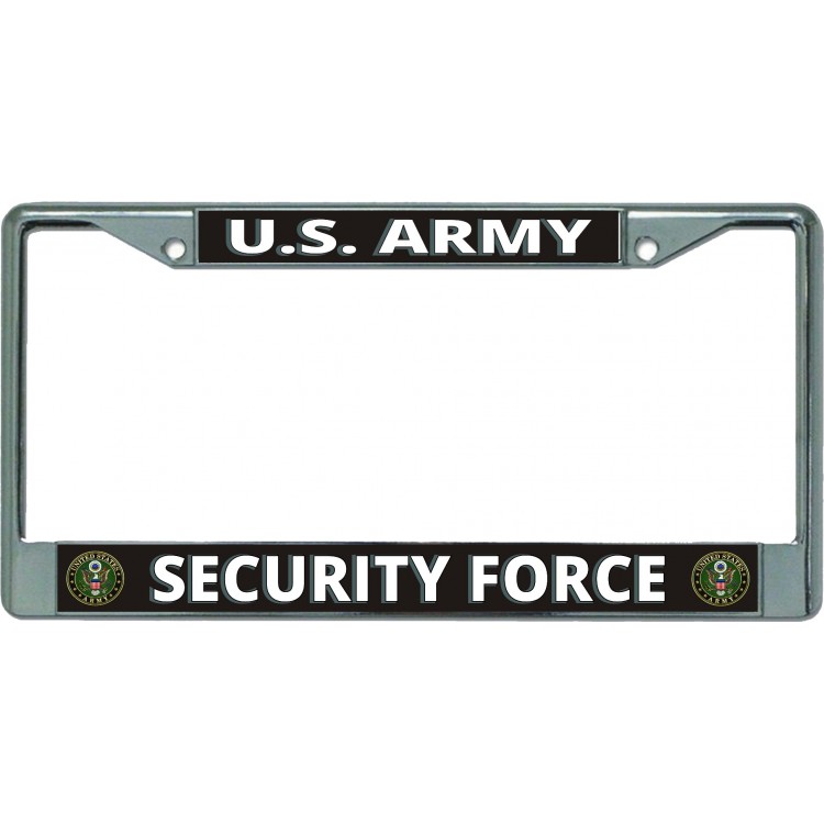 LPO5314 6 x 12 in. U.S. Army Security Force Chrome License Plate Frame