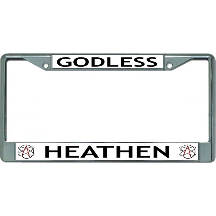 LPO5963 6 x 12 in. Godless Heathen Chrome License Plate Frame