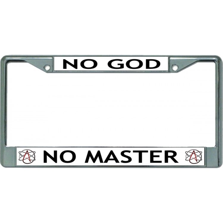 LPO5964 6 x 12 in. No God No Master Chrome License Plate Frame