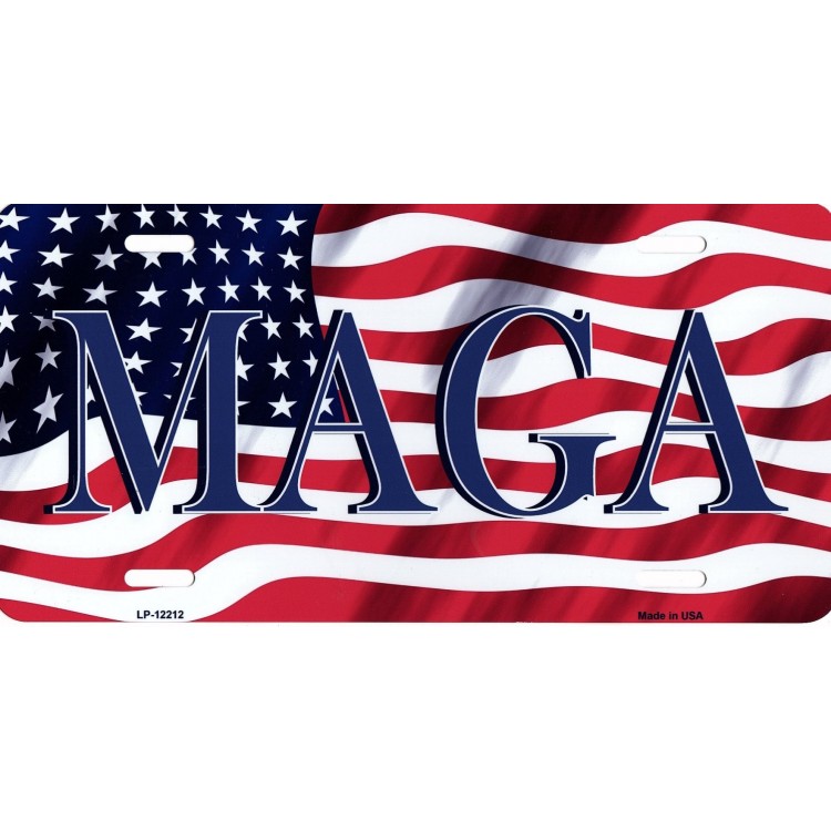 6 x 12 in. Maga Flag Metal License Plate