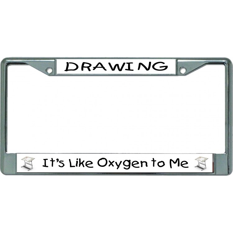 LPO5363 6 x 12 in. Drawing Chrome License Plate Frame