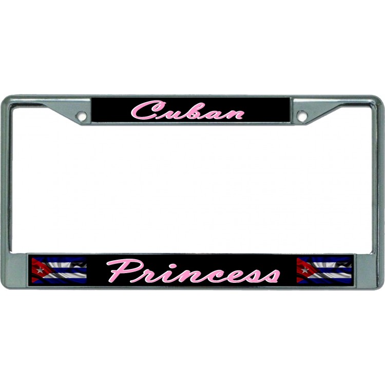 LPO5371 6 x 12 in. Cuban Princess Chrome License Plate Frame