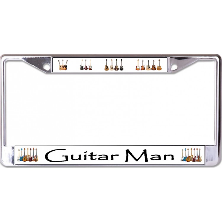 LPO6798 6 x 12 in. Guitar Man Chrome License Plate Frame