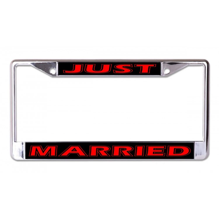 LPO6852 6 x 12 in. Just Married Chrome License Plate Frame