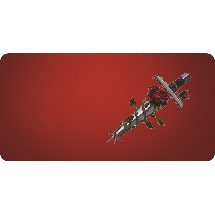 LPO6900 Offset Dagger & Rose Red Photo License Plate