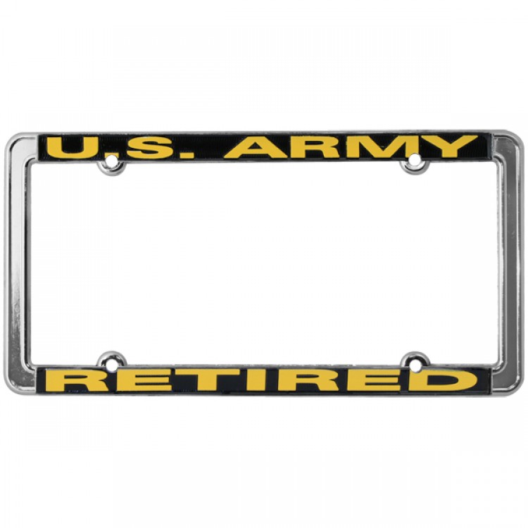 LFATH-02 6 x 12 in. U.S. Army Retired Thin Rim Chrome License Plate Frame