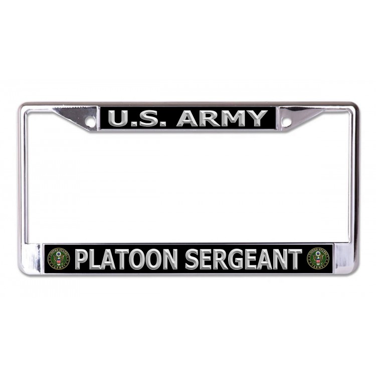 LPO6919 6 x 12 in. U.S. Army Platoon Sergeant Chrome License Plate Frame -  212 Main