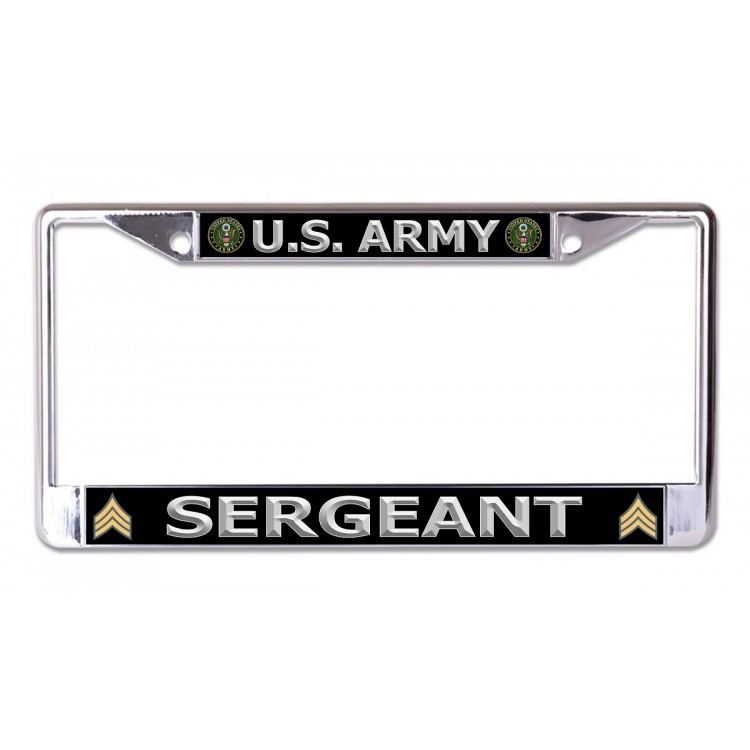 LPO6921 6 x 12 in. U.S. Army Sergeant Silver Letters Chrome License Plate Frame -  212 Main