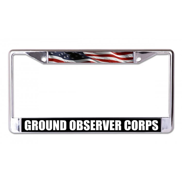 LPO6924 6 x 12 in. Ground Observer Corps Chrome License Plate Frame