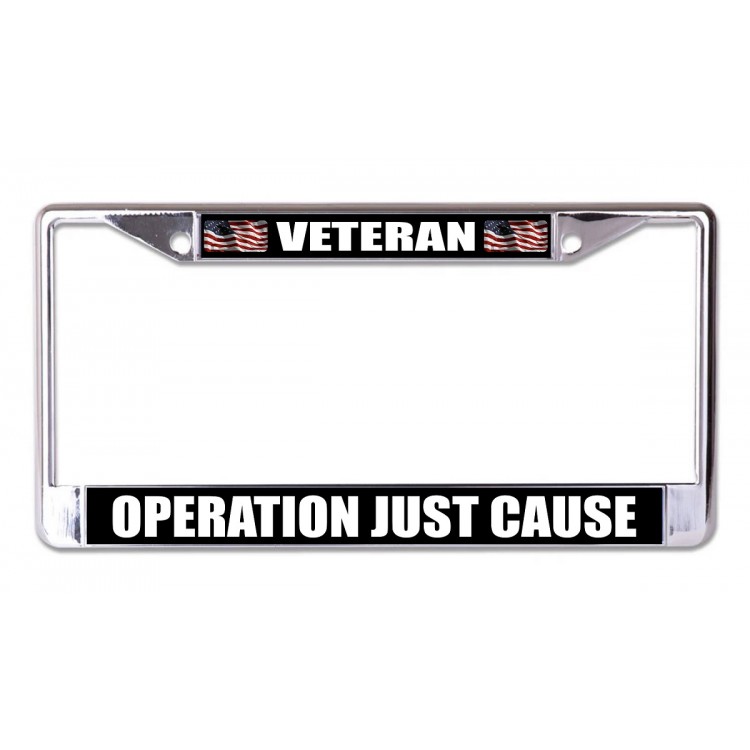 LPO6926 6 x 12 in. Operation Just Cause Veteran Chrome License Plate Frame