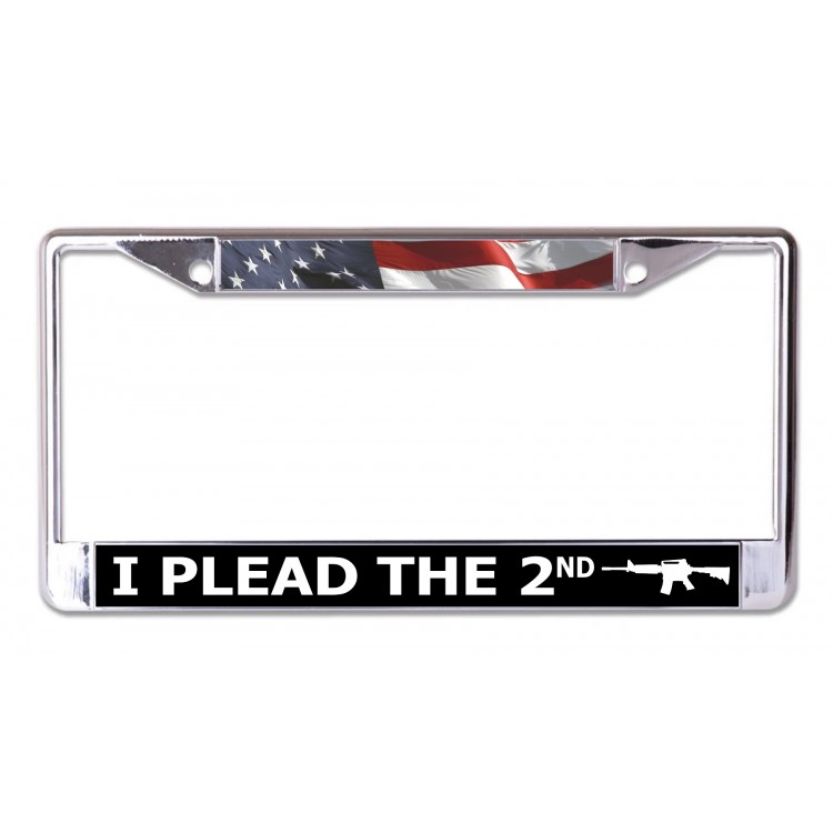 LPO7319 6 x 12 in. I Plead the 2nd Chrome License Plate Frame