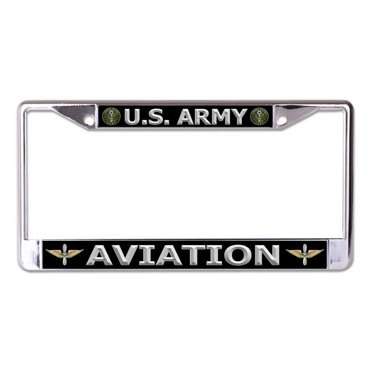 LPO6938 6 x 12 in. U.S. Army Aviation Chrome License Plate Frame