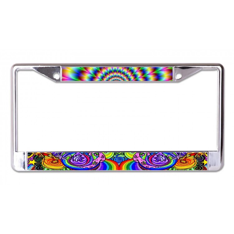 LPO7320 6 x 12 in. Psychedelic No.1 Chrome License Plate Frame