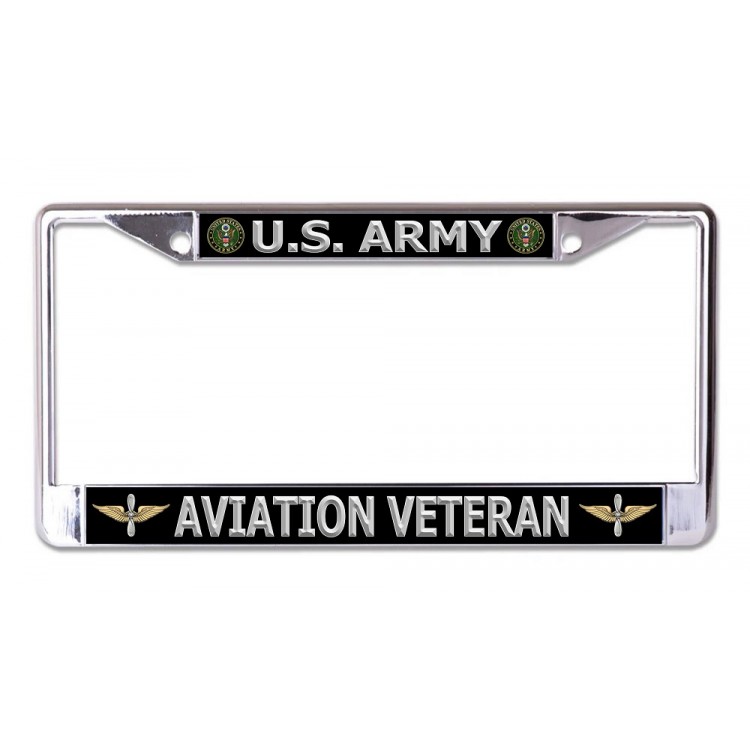 6 x 12 in. U.S. Army Aviation Veteran Chrome License Plate Frame