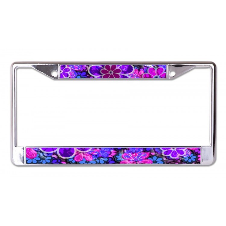 LPO7321 6 x 12 in. Psychedelic No.2 Chrome License Plate Frame