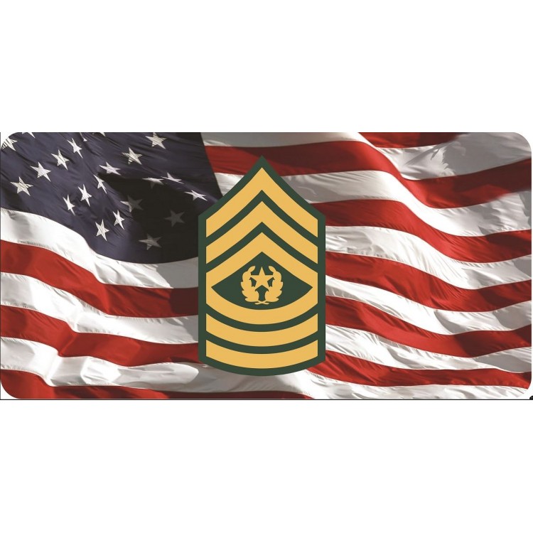 LPO6962 6 x 12 in. U.S. Army Command Sergeant Major on U.S. Flag Photo License Plate