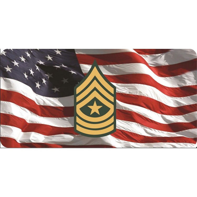 LPO6963 6 x 12 in. U.S. Army Sergeant Major on U.S. Flag Photo License Plate -  212 Main