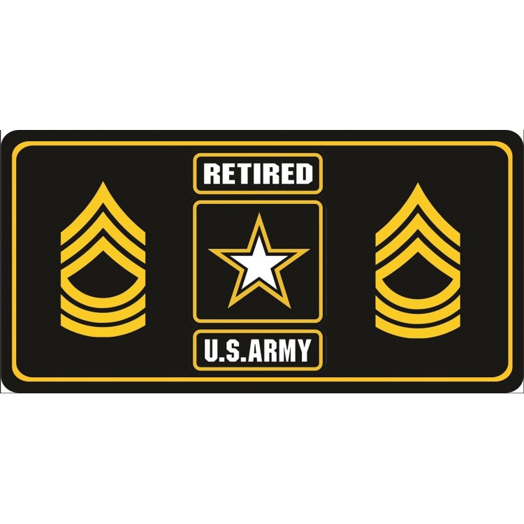 6 x 12 in. U.S. Army Retired Master Sergeant Photo License Plate