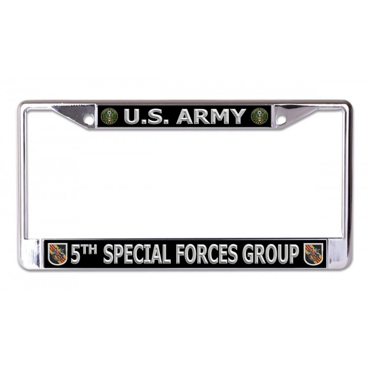 LPO6989 6 x 12 in. U.S. Army 5th Special Forces Group Chrome License Plate Frame