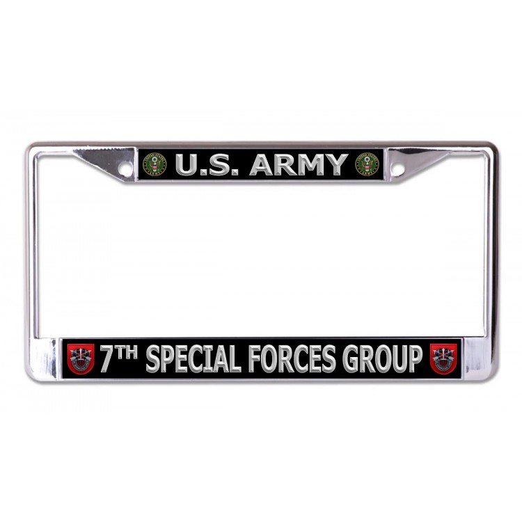 LPO6990 6 x 12 in. U.S. Army 7th Special Forces Group Chrome License Plate Frame