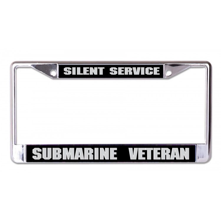 LPO7326 6 x 12 in. Silent Service Submarine Veteran Chrome License Plate Frame