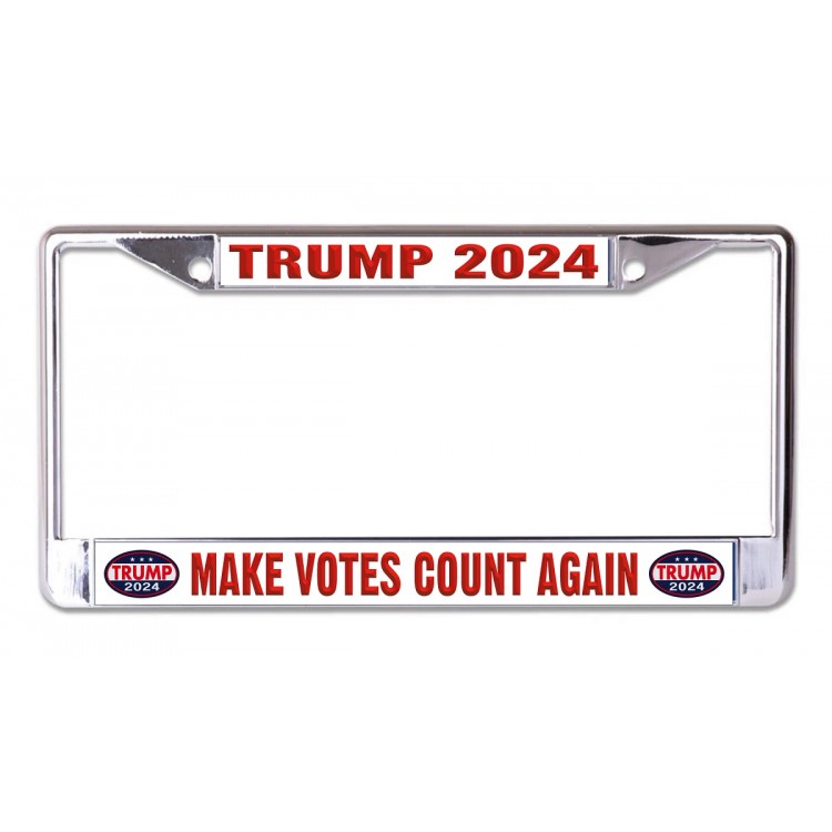 LPO7012 6 x 12 in. Trump 2024 Make Votes Count Again Chrome License Plate Frame
