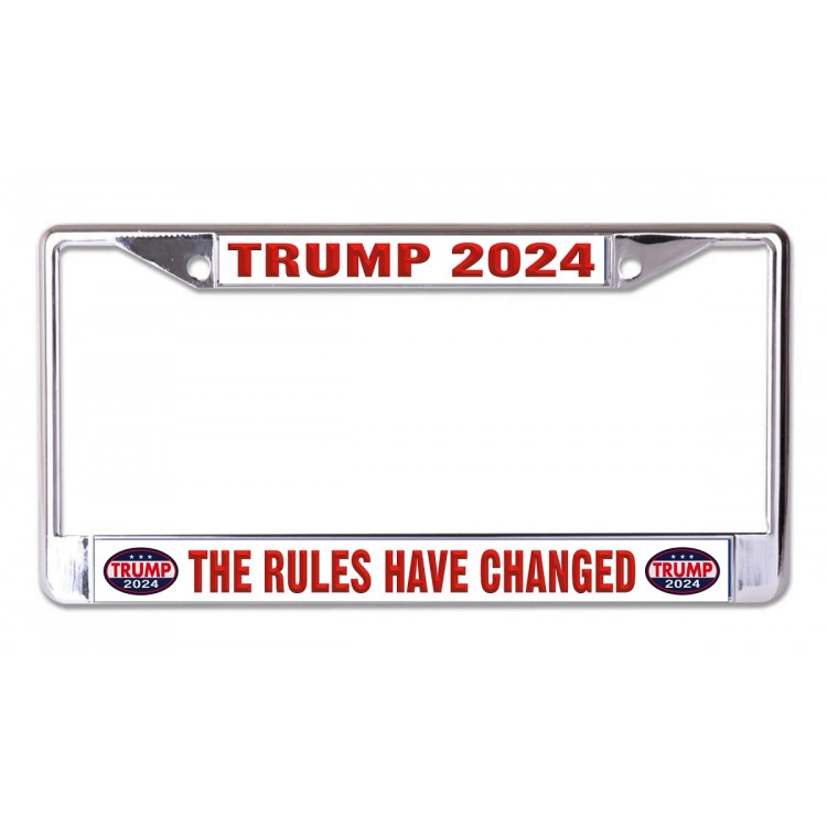 LPO7013 6 x 12 in. Trump 2024 the Rules Have Changed Chrome License Plate Frame