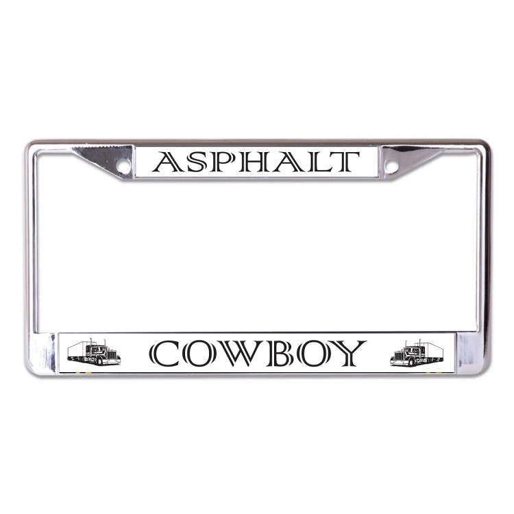 LPO7028 6 x 12 in. Asphalt Cowboy Chrome License Plate Frame