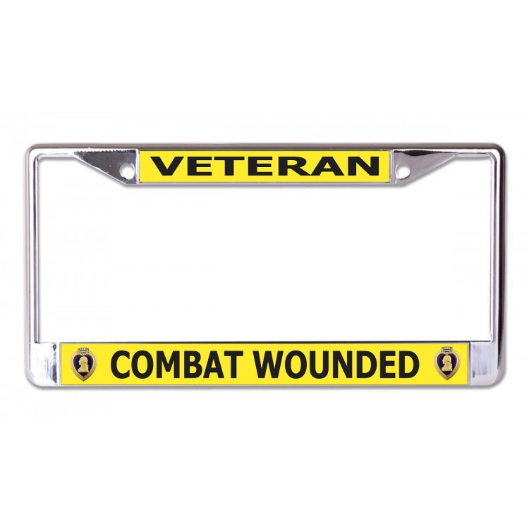LPO7032 6 x 12 in. Combat Wounded Veteran No.2 Chrome License Plate Frame