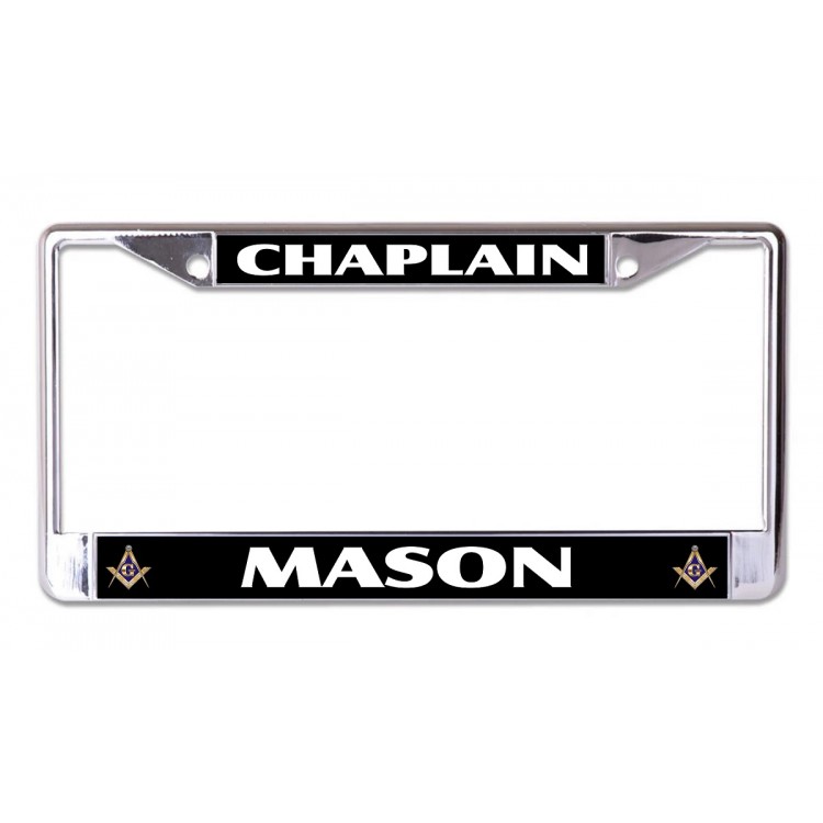 LPO7041 6 x 12 in. Chaplain Mason Chrome License Plate Frame