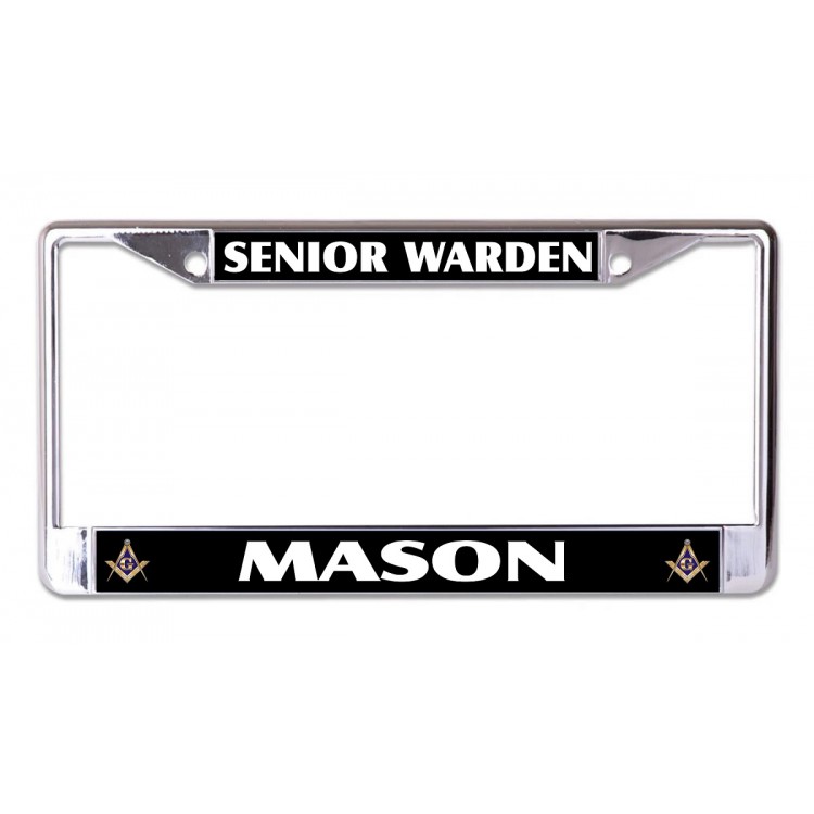 LPO7044 6 x 12 in. Senior Warden Mason Chrome License Plate Frame