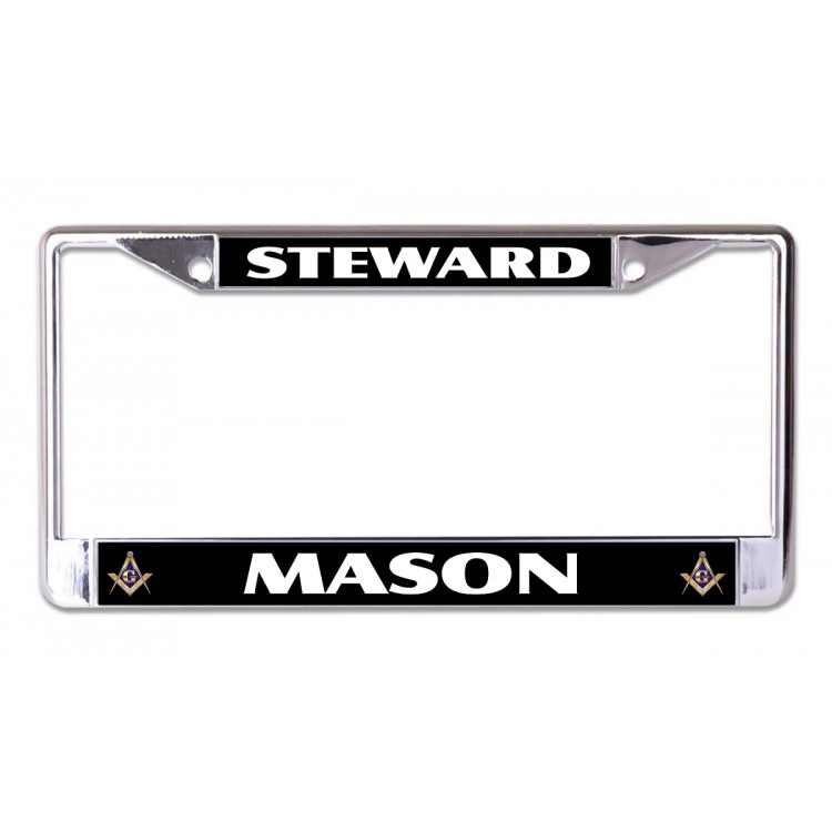 LPO7045 6 x 12 in. Steward Mason Chrome License Plate Frame