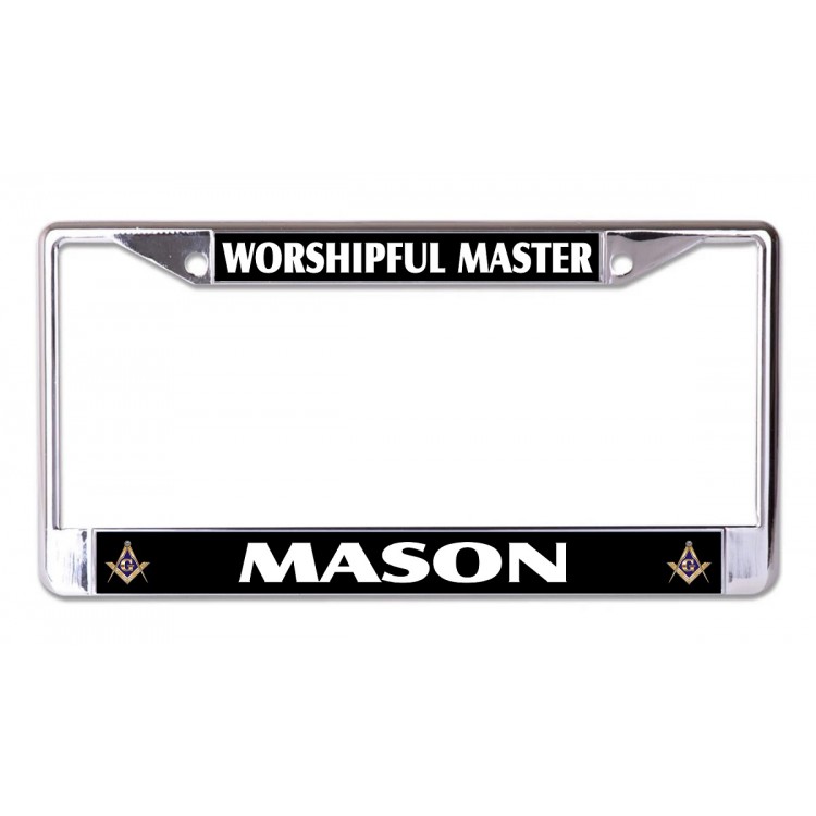 LPO7048 6 x 12 in. Worshipful Master Mason Chrome License Plate Frame