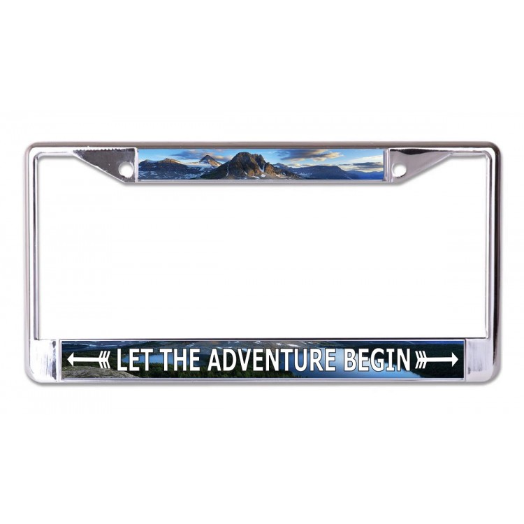 LPO7053 6 x 12 in. Let the Adventure Begin Chrome License Plate Frame