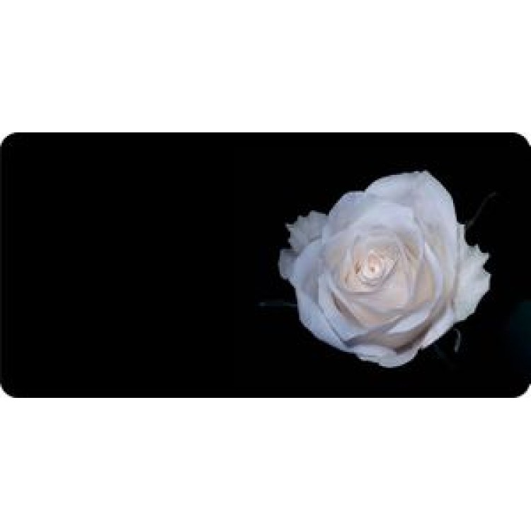 LPO856 White Rose Offset Photo License Plate
